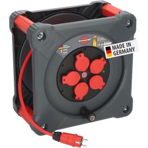 SUBZONAL-Professional KA 3210 5 IP44 Enrouleur de câble de chantier 33 m H07BQ-F 3G2,5 en rouge, 5 prises, utilisation de chantier et utilisation extérieure permanente, fabriqué en Allemagne - Neuf