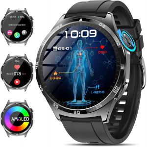 Montre Connect&eacute;e &iquest;&iquest;&iquest;&iquest;&eacute;&iquest;&iquest;&iquest; &iquest;&iquest;&iquest;/HRV/Acide Urique,1,43"" AMOLED Montre Intelligente avec Appel Bluetooth,Fr&eacute;quence Cardiaque 24H Pression Art&eacute;rielle SPO2 Sommeil SOS Montre Fitness(Nior) - Neuf