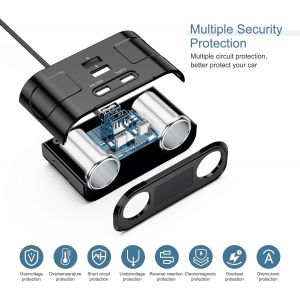 Adaptateur De Chargeur De Voiture R&eacute;partiteur Allume-Cigare 6 En 1,2 Prises 12v/24v,R&eacute;partiteur Multiple Dc Avec Voltm&egrave;tre Led,2 Ports Usb,Adaptateur De Chargeur De Voiture Pd Pour Gps/Dash - Neuf