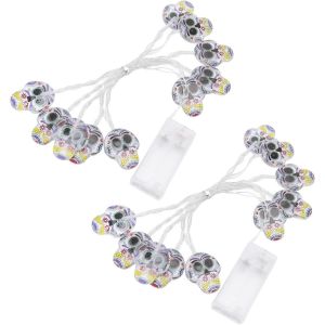 KAL-Lot De 2 Guirlandes Lumineuses En Forme De Tête De Mort En Toujours Allumées Pour Halloween - Neuf