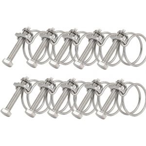 Pack de 10 22-25mm Double Fil d'un collier de serrage, 201 d'Acier Inoxydable Colliers de serrage Universels Tuyaux de Plomberie de Serrage, Réglable Tuyau Bague - Neuf