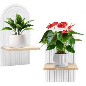 Étagère Murale En Bois - Style Bohème - Décoration Murale En Bois - Pour Chambre D'enfant, Balcon, Salle De Bain - Blanc - Neuf