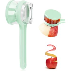 Couteau &Agrave; &Eacute;plucher Multifonction Avec Bo&icirc;te De Rangement,&Eacute;plucheur Avec R&eacute;cipient,Lame Double Face En Acier Inoxydable Pour Cuisine,L&eacute;gumes,Fruits (Vert) - Neuf