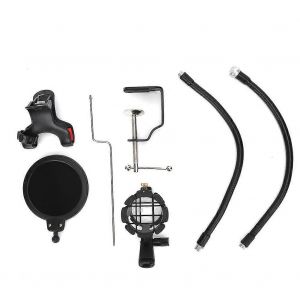 Support de microphone noir professionnel r&eacute;glable &agrave; 360 degr&eacute;s pour chanter,chatter,enregistrer - Neuf