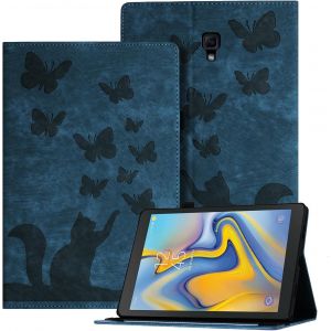 LORANKA-Ausblin Coque Samsung Galaxy Tab A 10.5 2018 en Relief, &eacute;tui pour Tablette en Cuir PU R&eacute;tro sur Le Th&egrave;me des Papillons et des Chats pour Samsung Galaxy Tab A 10.5 (2018) / T590, Bleu - Neuf