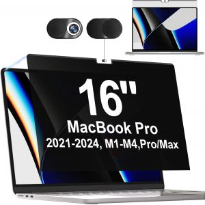 Magn&eacute;tique Filtre de Confidentialit&eacute; pour MacBook Pro 16 Pouces(M1-M4, A2485/A2780/A2991), Anti-Espion/Bleu-Lumi&egrave;re Filtre ecran Confidentialit&eacute;, Amovible Filtre &eacute;cran pour Macbook Pro 16.2 Pouces - Neuf