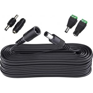 10 Mètres Rallonge Cordon d'alimentation DC 2,1mm x 5,5 mm Mâle à Femelle Connecteur pour Adaptateur Secteur, LED, CCTV Camera Power, Voiture, Moniteurs, et Plus - Noir - Neuf