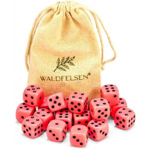 Eryi-® Lot De 6, 12, 20, 30 Ou 50 Dés De Haute Qualité De La Marque ® Taille Standard 16 Mm Cube Acrylique Bouton Cube De Jeu Dice 6 Côtés Accessoires De Jeu Avec Sac En Tissu (Rose, 20 - Neuf