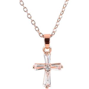 Collier Pendentif Croix En Or Rose Tendance Pour Femme Et Fille - Neuf