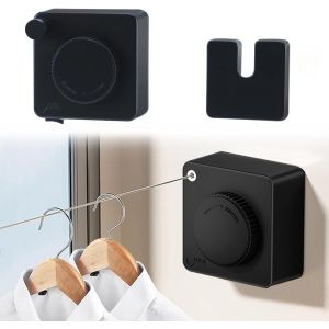 Corde &agrave; Linge R&eacute;tractable,&Eacute;tendoir &agrave; Linge pour Int&eacute;rieur et Ext&eacute;rieur Fils &agrave; Linge de 4,8M en Acier Inoxydable,Gain de Place,Fil a Linge Ext&eacute;rieur Retractable pour Balcon,Salle de Bain(Gris) - Neuf