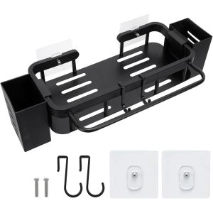 Organisateur Evier,Sans Poin&ccedil;onnage Rangement Evier Cuisine Noir Organisateur D'&eacute;vier Avec Bo&icirc;te De Rangement Porte-Serviettes Et Crochets Pour Salle Bain Cuisine - Neuf