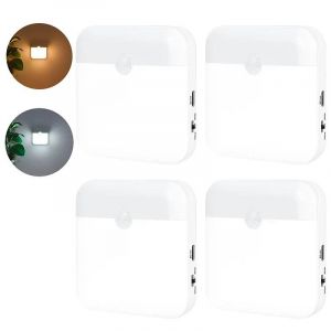 Veilleuse à Induction du corps humain,pour chambre à coucher,cuisine,couloir,lampe à économie d'énergie,cadeau de vacances,Camping,fête d'été,décoration de maison--Warm White light 4PC - Neuf