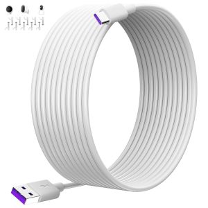 JGD-8M Extra Long C&acirc;ble USB Type-C pour Mi Camera 2K Magnetic Mount, Power Extension Cables Security Cameras C&acirc;ble USB Type-C pour Mi Wireless Outdoor Security Camera 1080p,Blanche - Neuf