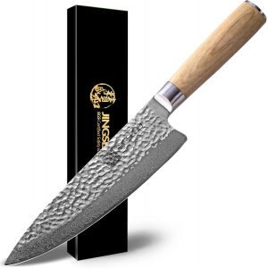 Checarzhn--No1-Couteau De Chef Damas 20 Cm - Acier Forgé Vg-10 67 Couches, Tranchant Certifié Sgs, Équilibre Parfait, Lame Résistante Et Facile À Entretenir Pour Cuisiniers Amateurs Et Professionnels - Neuf