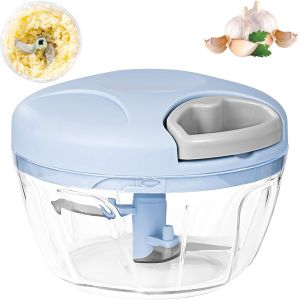 Hachoir À Oignons Manuel, Presse-Ail 3 Lames 520 Ml, Pour Salade D'oignons, Pesto, Persil, Saucisses/Noix, Vanille, Aliments Pour Bébé (Bleu) - Neuf