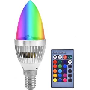 Ampoule Led, E14/E12 3w Rgb Led Ampoule Télécommande Changement De Couleur Bougie Ampoule Rgb Stage Disco Party Lampe Pour Home Bar Party Ktv Mood Ambiance Lighting(Couvercle Trans[Amp748485] - Neuf