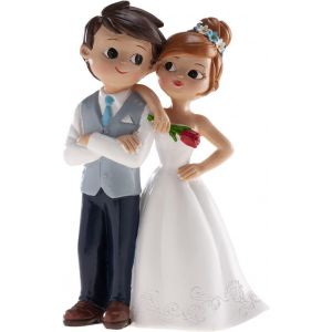 Sansh-Dekora - Décoration Gâteau De Mariage | Figurine Mariés Pour Gâteau De Mariage - Mariés Avec Fleur - Neuf