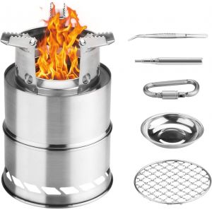 Réchaud De Camping Pliable Et Portable En Acier Inoxydable, Petit Format, Pour Barbecue, Randonnée, Camping, Pique-Nique, Avec Grille Et Bol À Alcool - Neuf
