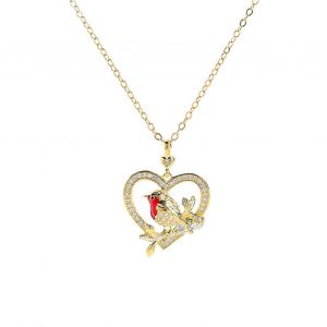 Femmes Strass Robin Oiseau Coeur Pendentif Clavicule Chaîne Collier Bijoux Cadeau - Neuf