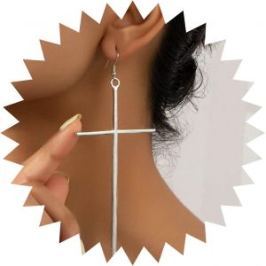 Kal-Boucles D'oreilles Croix Vintage Boucles D'oreilles Grande Croix Boucles D'oreilles Goutte D'or Boucles D'oreilles Croix R&eacute;tro Boucles Bijoux Pour Femmes Et Filles (Dor&eacute;) - Neuf