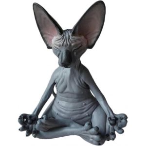 Nouveau,adapté Résine Chat Statue Zen Yoga Chat Statue Jardin Décor Sculpture Extérieur Décor Maison Chat Méditation Statue - Neuf