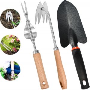 CHECARZHN--NO1-3 Pièces Désherbeur Manuel Acier Inoxydable, Jardinière Manuelle, Arrache Mauva Herbes Jardinage, Déplantoir, Outils De Jardinage À Main Désherbage Outil Pour Creuser Désherber Ameubli - Neuf