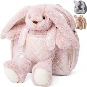 Hug & Go¿ Sac A Dos Enfant,Cartable Maternelle Avec Jouet Amovible,Pour Filles 1 2 3 Ans,Petit Sac A Dos En Peluche Douce,Cadeau Personnalisé Bebe Pour Crèche,Ecole & Voyage.[B417] - Neuf