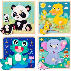 KAL-Jeux Puzzles Bois Bébé 1 2 3 4 Ans, Puzzle En Bois Animaux Pour Bébé Et Enfant, Jouet Éducatif Éveil Montessori, Jeux Educatif Animaux Puzzle Avec Poignée, Cadeau Enfant Bebe Fille Garçon 1 2 3 A - Neuf