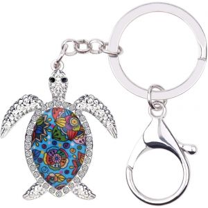 KAL-Porte-Cl&eacute; Tortue De Mer En &Eacute;mail Porte-Cl&eacute; Sac &Agrave; Main Pour Femme Fille Cadeau - Neuf