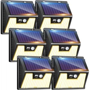 Lampe Solaire Extérieur Blanc Chaud, [Lot De 6] 140 Led Lumière Solaire Exterieur, Ip65 Étanche 3 Modes Éclairage Extérieur Solaire, Lampe Solaire Avec Détecteur De Mouvement Pour Jardin - Neuf