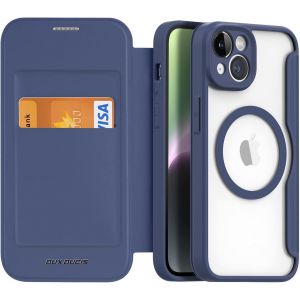 JGD-&Eacute;tui Magn&eacute;tique pour iPhone 14, avec Porte-Cartes de Blocage RFID [Protection de L'Appareil Photo] [Magsafe] &Eacute;tui de T&eacute;l&eacute;phone &Agrave; Rabat en Cuir Transparent R&eacute;sistant Aux Chocs (Bleu) - Neuf