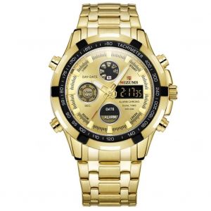 Affichage De La Date &Agrave; La Mode Alarme Montre &Agrave; Quartz Montre Bracelet Lumineux Pour Hommes (Cadran En Or Coquille D'or) - Neuf