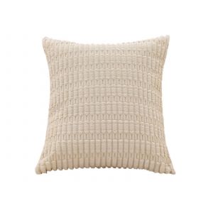 Housse De Coussin D&eacute;corative En Velours C&ocirc;tel&eacute; Beige 45x45cm Pour Canap&eacute; - Neuf