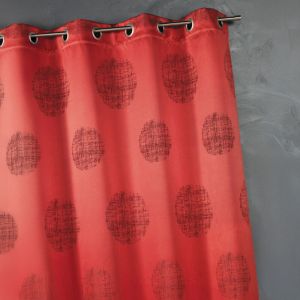 Homemaison - Rideau Jacquard Imprim&eacute; Rond Chin&eacute; Rouge Orang&eacute; 140x260 Cm - Neuf