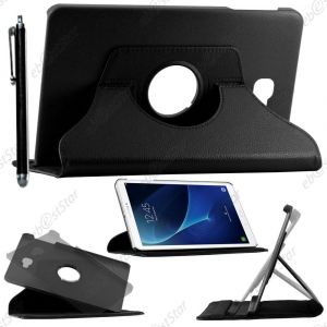 Ebeststar ® Pour Samsung Galaxy Tab A 2016 10.1 T580 T585 - Housse Coque Etui Pu Cuir Rotatif Avec Support À Rotation 360° + Stylet, Couleur Noir - Neuf