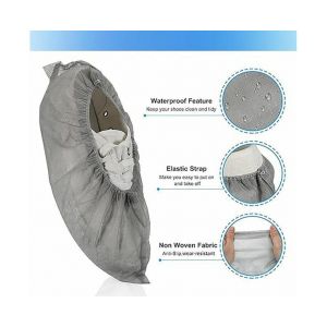 Lot De 200 Couvre-Chaussures Jetables Non Tissés ¿ Couvre-Chaussures Antidérapants Et Nettoyants Pour La Maison, Le Bureau Et Le Milieu Médical (Bleu Et Gris) - Neuf