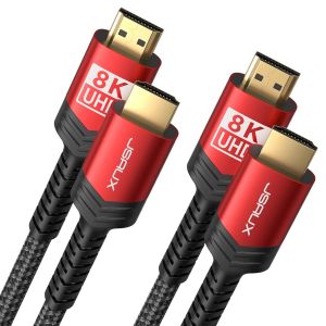 TIANYI-10K 8K Cable HDMI 3M 2 Paquets, Cable HDMI 2.1 48Gbps Haute Vitesse Câble HDMI, 4K@120Hz 144Hz, 8K@60Hz, HDCP 2.2 & 2.3, HDR 10, eARC Compatible avec PS5 PS4 Dolby -Rouge - Neuf