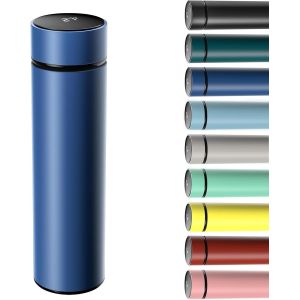 Jexnovashop-Bouteille Isotherme En Acier Inoxydable 500ml, Bouteille Isotherme Sous Vide Avec Affichage De La Temp&eacute;rature Intelligent Temp&eacute;rature &Agrave; Ecran Led Bleu - Neuf