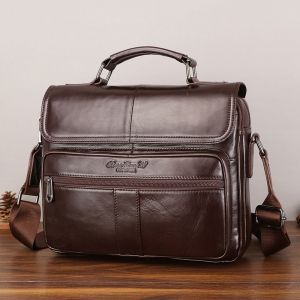 Étui à Bombes en Cuir group pour Homme,Sac à Main de Luxe Vintage,en Cuir de Vache,Fourre-Tout,Soubrette d'Affaires,Bandoulière Latérale - coffee - Neuf