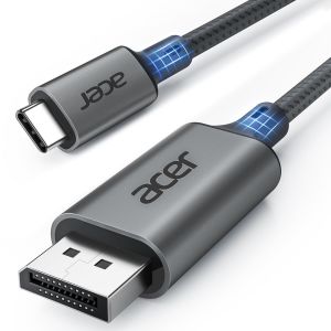 Câble USB C vers DisplayPort (4K@60Hz, 2K@144Hz),Thunderbolt 3/4 vers DisplayPort Alliage d'aluminium Compatible avec iPhone 15/16 Pro Max MacBook Pro/Air iMac iPad Pro Surface XPS 1M - Neuf