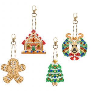 4-Pack Diamant Peint Trousseau Arbre De No&euml;l - Neuf