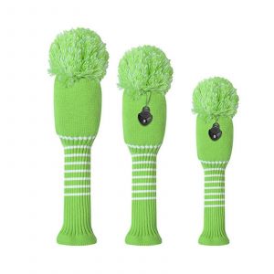 Lot De 3 Couvre-Tetes De Club Tricotes, Couvre-Tetes De Driver Tricotes, Couvre-Tetes En Bois, Accessoires De Club, Vert - Neuf
