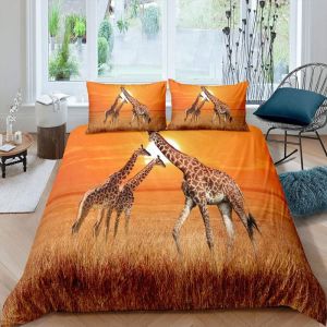 Parure De Lit X Enfant Coucher De Soleil Animaux Girafe Housse De Couette X Avec Fermeture &iquest;&iquest;Clair - Sets De Housse Couette En Microfibre, Ave - Neuf