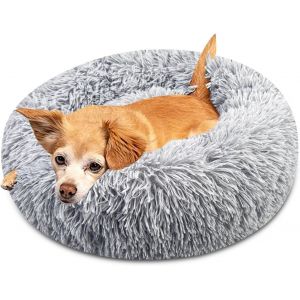 Kalanka-Panier Chien, Paniers Chat En Peluche, Coussin Chien Lavable, Lit Pour Chien Donut, Lits Pour Chats Moelleux, Tapis Rond Anti D&eacute;rapant Pour Chat Chien Petit Moyen Taille (Diameter:50cm, Gris) - Neuf