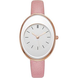 Shiba-Montre-Bracelet Ovale Pour Femme : Montre À Quartz Analogique En Cuir Ultra Mince Avec Échelle De Barre Créative[1751] - Neuf