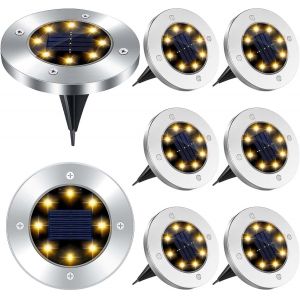 Asas-8 Led Lumière Solaire Extérieur,8 Pièces Lampe Solaires Jardin Au Sol Étanche Ip65,Spot Solaire Jardin Encastrable Lumière,Pour Passerelle Chemin Terrasse Cour Souterraine Encastrer Pelouse - Neuf