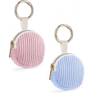 Rfcbc-Lot De 2 Pochette Bijoux Mini Trousse Rangement Boucle D'oreille En Velours Côtelé Sac De Organisateur Multifonctionnel Pour Colliers Bracelets Boite A Bijoux Voyage Femme 5,6*5,9*2,1cm(Bleu&ro - Neuf