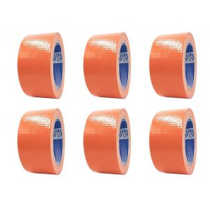 JEXNOVASHOP-Ruban Toil&eacute; Am&eacute;ricain, Orange, lot de 6 rouleaux, 50mm x 25m, id&eacute;al pour r&eacute;parations et bricolage, isolation, convient &eacute;galement pour moustiquaires, tubes en caoutchouc et en plastique - Neuf