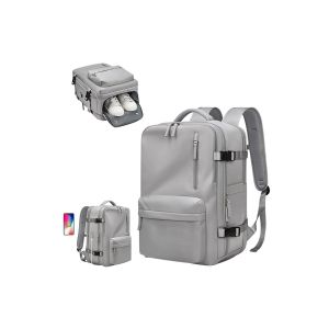 Sac &agrave; dos de voyage extensible pour hommes et femmes avec compartiment pour ordinateur portable et rangement pour chaussures - Gris - Neuf