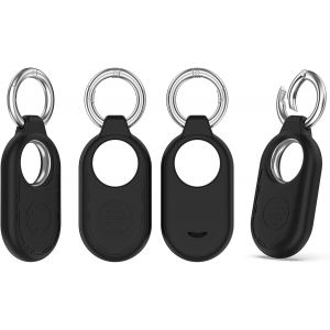 MEVRONISSHOP-4 Pieces Etui en Silicone pour Samsung Galaxy SmartTag 2 avec Porte-cl&eacute;s, Location Tracker &Eacute;tui pour Animaux Portefeuilles et Bagages, &Eacute;tui Portable pour Galaxy SmartTag 2 (Noir) - Neuf